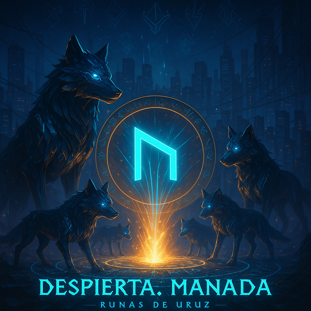 Arte del mensaje Despierta, Manada - Runas de Uruz